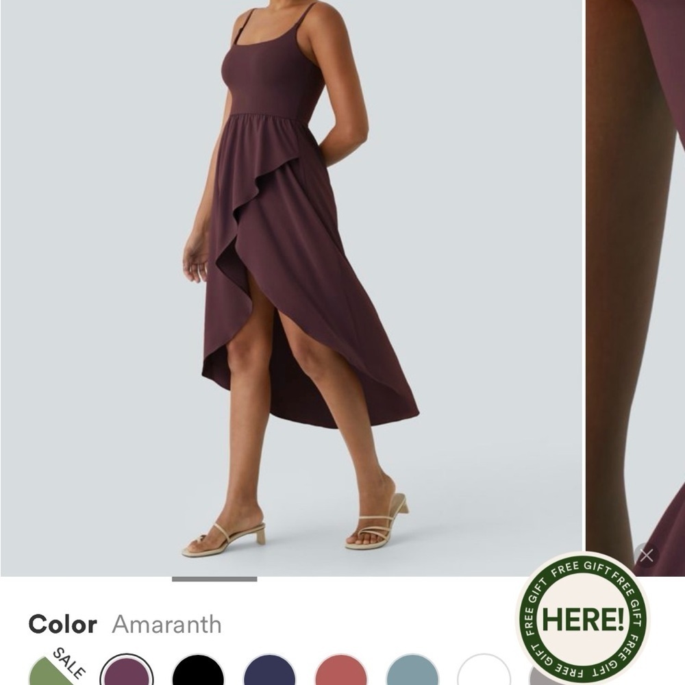 HALARA Amaranth Sleeveless Women's Dress - High Low - Small - burgundy